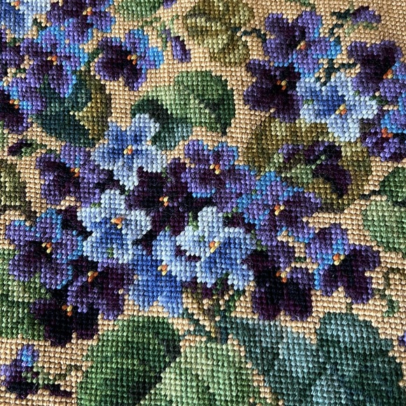 Embroidery Finished Violets-Large! - Picture 3 of 6